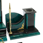 Настольный письменный набор из змеевика тёмно-зелёного цвета с декором в виде орла Successful Leader варинант исполнения - 5 | Loft Concept в Санкт-петербурге