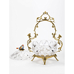 Конфетница с бронзовой ручкой и фарфоровой птичкой на крышке Eden Garden варинант исполнения - 2 | Loft Concept в Санкт-петербурге