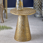 Журнальный столик с конусообразной основой и текстурной поверхностью золотого цвет Ethnic Metal варинант исполнения - 3 | Loft Concept в Санкт-петербурге