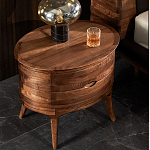 Прикроватный столик из дерева с 2-мя ящиками Moon Walnut Furniture варинант исполнения - 3 | Loft Concept в Санкт-петербурге