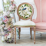 Стул бежевый из натурального бука с изображением птиц и цветов Blooming Blue Birds варинант исполнения - 3 | Loft Concept в Санкт-петербурге