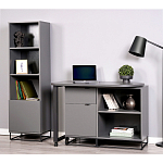 Стеллаж книжный цвета графит с 3-мя открытыми полками и дверкой Strict Lines варинант исполнения - 4 | Loft Concept в Санкт-петербурге