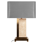 Настольная лампа с основанием из натурального камня c серым прямоугольным абажуром Lapis Tiburtinus варинант исполнения - 1 | Loft Concept в Санкт-петербурге