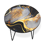 Стол журнальный с круглой столешницей из стекла Gold and Black Marble варинант исполнения - 2 | Loft Concept в Санкт-петербурге