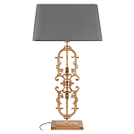 Настольная лампа на ажурном чугунном основании с тканевым серым абажуром Openwork Lamp варинант исполнения - 1 | Loft Concept в Санкт-петербурге