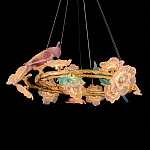 Люстра круглая на золотом каркасе с птичками и цветочным декором Miscellaneous herbs варинант исполнения - 4 | Loft Concept в Санкт-петербурге