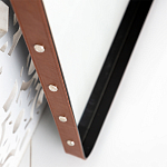 Зеркало прямоугольное в металлической раме с кожаной отделкой Loft in Reflection варинант исполнения - 3 | Loft Concept в Санкт-петербурге