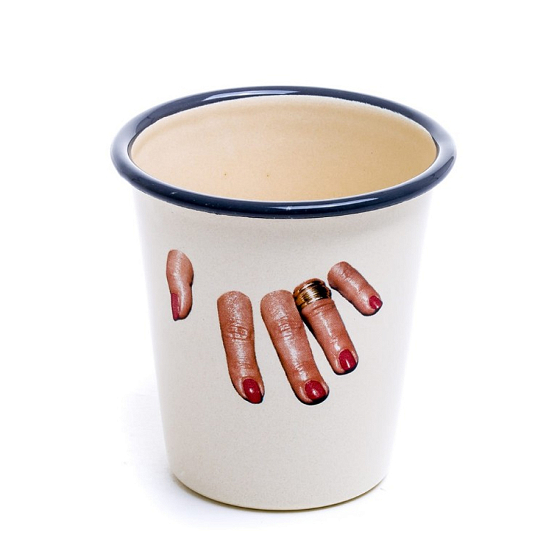 Стакан Seletti Enamel Fingers Бежевый Мульти в Санкт-петербурге | Loft Concept 