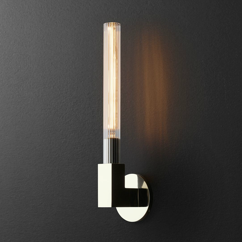 Бра RH CANNELLE wall lamp SINGLE Sconces Chrome Хром Прозрачное Стекло в Санкт-петербурге | Loft Concept 