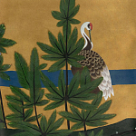 Обои ручная роспись Tsuro Cranes Original colourway on Gold Bullion gilded silk варинант исполнения - 2 | Loft Concept в Санкт-петербурге