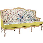 Диван из натурального бука бежевый с изображением птиц и цветов Beige Green Chinoiserie Garden Sofa варинант исполнения - 3 | Loft Concept в Санкт-петербурге