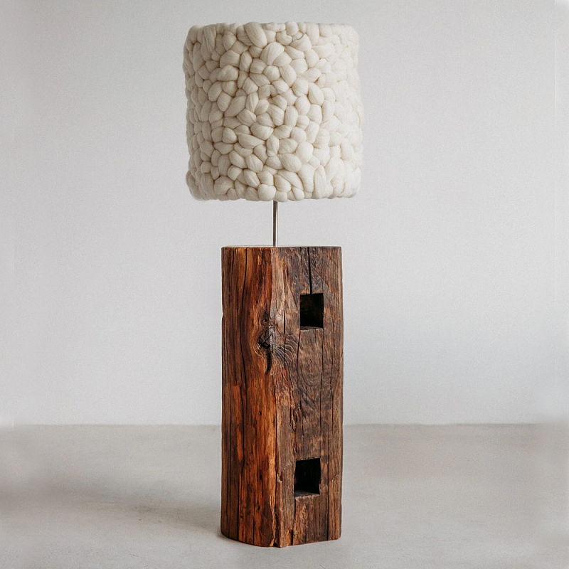 Торшер с вязаным абажуром Woolen Floor Lamp Белый Коричневый Торшер с вязаным абажуром Woolen Floor Lamp Белый Коричневый в Санкт-петербурге | Loft Concept