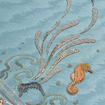 Обои с вышивкой ручной работы Amami Waves Moonbeam colourway on silk moire варинант исполнения - 3 | Loft Concept в Санкт-петербурге