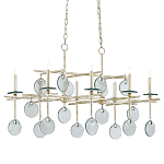 Люстра линейная с круглыми прозрачными подвесками  Horizontal Rectangular Chandelier варинант исполнения - 2 | Loft Concept в Санкт-петербурге