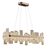 Люстра подвесная прямоугольная с рифлёными прозрачными элементами и золотым основанием Aurea Vista варинант исполнения - 1 | Loft Concept в Санкт-петербурге