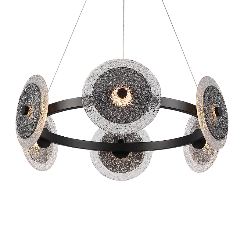 Люстра с плафонами из фактурного двойного стекла Heterochromia Дымчатый (Smoke) Черный в Санкт-петербурге | Loft Concept 