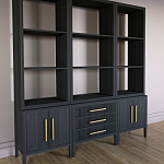 Модульный стеллаж Primo из трех составных элементов Черный дуб варинант исполнения - 3 | Loft Concept в Санкт-петербурге