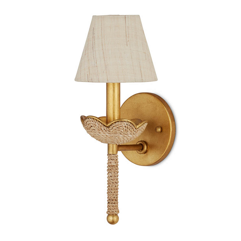 Бра из кованого железа с отделкой плетеной веревкой и сусальным золотом Parisian Style Золотой Бежевый в Санкт-петербурге | Loft Concept 