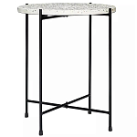 Кофейный столик с круглой разноцветной столешницей на 4-х черных ножках Multicolored Stone Composite варинант исполнения - 1 | Loft Concept в Санкт-петербурге