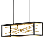 Люстра прямоугольная черного цвета с декором в виде ветвей в золотой отделке Hinkley варинант исполнения - 1 | Loft Concept в Санкт-петербурге