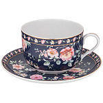 Чайный набор из фарфора синий на 6 персон 12 предметов Flower Porcelain Collection варинант исполнения - 1 | Loft Concept в Санкт-петербурге