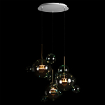 Люстра подвесная с прозрачными бирюзовыми стеклянными шарами и круглым основанием 3 лампы Giopato & Coombes варинант исполнения - 2 | Loft Concept в Санкт-петербурге