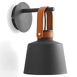 Черное матовое бра с декором под кожу Chestery варинант исполнения - 1 | Loft Concept в Санкт-петербурге