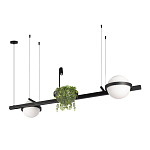 Подвесной светильник линейный с 2-мя шарообразными плафонами и цилиндрическим спотом Light of Еyes варинант исполнения - 3 | Loft Concept в Санкт-петербурге