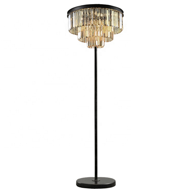 Торшер Odeon Floor Lamp  Черный Мрамор Nero Хром Прозрачное Стекло Серый (Gray) Янтарь (Amber) в Санкт-петербурге | Loft Concept 