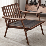 Кресло c каркасом из массива дерева и мягкой кожаной обивкой Walnut Armchair варинант исполнения - 8 | Loft Concept в Санкт-петербурге