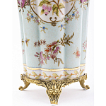 Ваза голубого цвета из фарфора с цветочным рисунком и бронзовой стрекозой Blue Garden варинант исполнения - 3 | Loft Concept в Санкт-петербурге