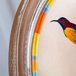 Стул бежевый в разноцветную полоску из натурального бука с изображением птиц и цветов Blooming Yellow Birds Colorful Stripes Chair варинант исполнения - 5 | Loft Concept в Санкт-петербурге