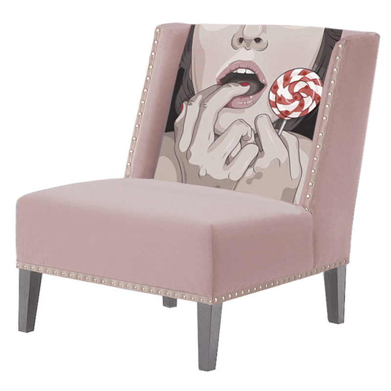 FUN Armchair Lollipop Pink Дизайнерское кресло с цветным принтом Розовый пастельный в Санкт-петербурге | Loft Concept 