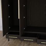 Большой Шкаф Primo Темный орех с 3 дверьми и 3 выдвижными ящиками варинант исполнения - 7 | Loft Concept в Санкт-петербурге