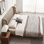 Кровать двуспальная с мягким изголовьем Moon Walnut Bed варинант исполнения - 4 | Loft Concept в Санкт-петербурге