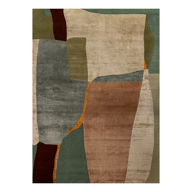 Ковер шелк Manhattan Wool Silk Carpet V Малахит Оливковый Бежевый в Санкт-петербурге | Loft Concept 