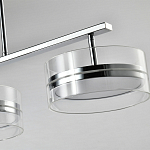 Люстра светодиодная с 4-мя круглыми прозрачными плафонами цилиндрической формы из акрила и стекла с пультом для регулировки света Glass Lamp Chromium варинант исполнения - 2 | Loft Concept в Санкт-петербурге