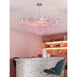 Люстра овальная с розовыми стеклянными подвесками в форме капель FAIRYTREE Light варинант исполнения - 3 | Loft Concept в Санкт-петербурге