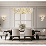 Люстра овальная с многослойными белыми и прозрачными подвесками Character Chandelier варинант исполнения - 6 | Loft Concept в Санкт-петербурге