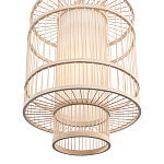 Подвесной светильник из деревянных прутьев с плафоном из натуральной ткани Light Inside the Cell варинант исполнения - 5 | Loft Concept в Санкт-петербурге