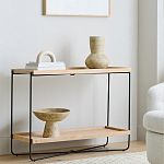 Консоль деревянной столешницей и полкой Wooden Table Top and Shelf варинант исполнения - 6 | Loft Concept в Санкт-петербурге