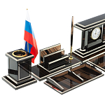 Настольный письменный набор с часами из природного камня обсидиана Team leader варинант исполнения - 3 | Loft Concept в Санкт-петербурге