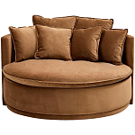 Кушетка круглая с обивкой из велюра коричневая Milky Brown Chair варинант исполнения - 2 | Loft Concept в Санкт-петербурге