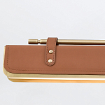 Подвесной светильник линейный латунного цвета в кожаном коричневом чехле и декоративными ремешками Alora варинант исполнения - 4 | Loft Concept в Санкт-петербурге