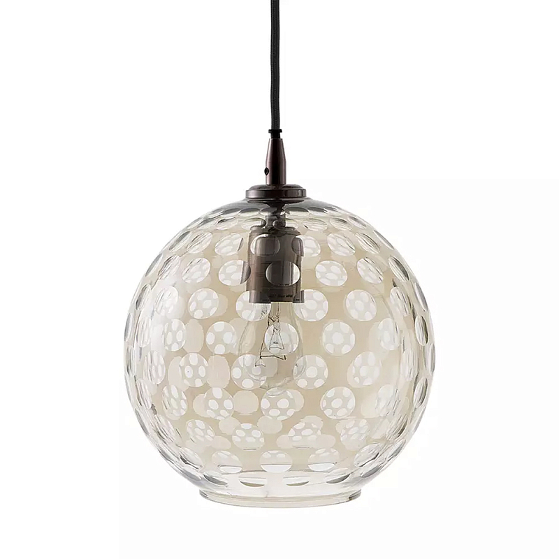 Подвесной светильник с плафоном в форме шара из стекла с рельефным узором Glass Pattern Lamp Коричневый в Санкт-петербурге | Loft Concept 