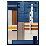 Панно из шнура Синяя геометрическая абстракция wall panel line Blue варинант исполнения - 4 | Loft Concept в Санкт-петербурге