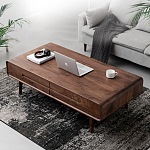 Кофейный стол из массива дерева с выдвижными ящиками Coffee Walnut Table варинант исполнения - 1 | Loft Concept в Санкт-петербурге