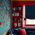 Обои с вышивкой ручной работы Flora Rio colourway on Liso Pine wool sateen варинант исполнения - 2 | Loft Concept в Санкт-петербурге