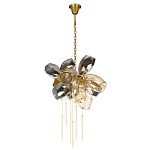 Люстра подвесная со стеклянными плафонами из дымчатого и золотистого с шестью вертикальными подвесками Gilded Mirage  варинант исполнения - 2 | Loft Concept в Санкт-петербурге