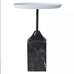 Кофейный столик с круглой столешницей и мраморным основанием Steel Reliability варинант исполнения - 1 | Loft Concept в Санкт-петербурге